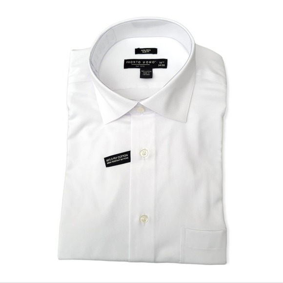 Pronto Uomo Other - Pronto Uomo non iron slim fit dress shirt in white Size 16 1/2